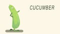 Cucumber cartoon on a light background.