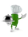 Cucumber character holding catering dome