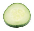 Cucumber cut close up on white background isolated. Closeup of sliced cucumber vegetable Royalty Free Stock Photo