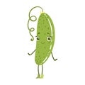 Cucumber Cute Anime Humanized Smiling Cartoon Vegetable Food Character Emoji Vector Illustration