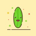 Cucumber cute mascot face emotion happy fruit vegetable with color flat cartoon outline style