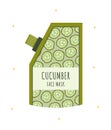 Cucumber facial mask. Skin care. Morning routine. Cleansing and moisturizing. Hand drawn beauty product. Vector