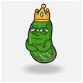 Cucumber Fruit Crown Mascot Character Cartoon With Jealous expression