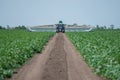 Cucumber harvesting machine on the field Royalty Free Stock Photo