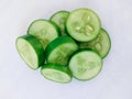 Sliced cucumber kheera khira gurke cucumis sativus cetriolo pepino-cucumber for salad slicing green food closeup view image