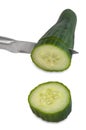 Cucumber with knife and slice