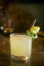 Cucumber lemon mint vodka cocktail drink in bar