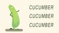 Cucumber on a light background. Cartoon characters.