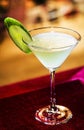 Cucumber and lime martini mixed cocktail drink glass Royalty Free Stock Photo