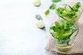 Cucumber lime mint fresh infused water detox drink cocktail lemonade Royalty Free Stock Photo