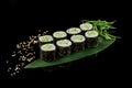 Cucumber maki sushi roll Kappamaki with sesame Royalty Free Stock Photo