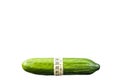 Cucumber, measure tape, white background Royalty Free Stock Photo