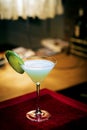 Cucumber mint modern trendy martini cocktail in bar Royalty Free Stock Photo