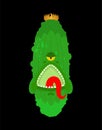 Cucumber monster GMO mutant. Angry Vegetable with teeth. Hungry Alien Food vector