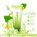 Cucumber Natural Moisture Skin Care Cosmetic vector illustration