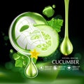 Cucumber Natural Moisture Skin Care Cosmetic vector illustration