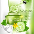 Cucumber Natural Moisture Skin Care Cosmetic vector illustration