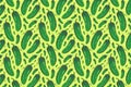 Cucumber pattern on yellow. Bright food pattern