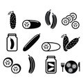 Cucumber, pickled, cucumber slices - food icons set