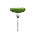 Cucumber pickled on a fork, realistic vector