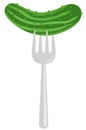 Cucumber pickled on a fork