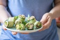 Cucumber roll with tuna Royalty Free Stock Photo