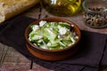 Cucumber salad with feta cheese, shallots, mint Royalty Free Stock Photo