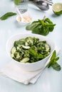 Cucumber salad with mint and sesame seeds Royalty Free Stock Photo