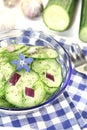 Cucumber salad with onions and borage flower Royalty Free Stock Photo