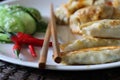 Cucumber Salad with Pot Stickers Royalty Free Stock Photo