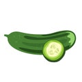 Cucumber with slice flat design vector