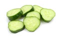 Cucumber with sliced cucumber and leaf isolated on white background Royalty Free Stock Photo