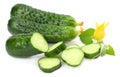 cucumber with sliced cucumber and leaf isolated on white background Royalty Free Stock Photo