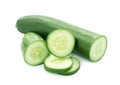 Cucumber and slices isolated over white background Royalty Free Stock Photo