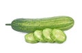 Cucumber slices isolated over white background. Royalty Free Stock Photo