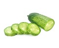 Cucumber and slices isolated over white background. Royalty Free Stock Photo