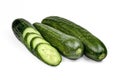 Cucumber and slices isolated over white background. Royalty Free Stock Photo