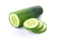 Cucumber and slices isolated over white background. Royalty Free Stock Photo