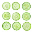 Cucumber slices isolated on white background. Top view Royalty Free Stock Photo