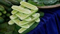 Cucumber piles in Indian street Royalty Free Stock Photo