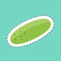 Cucumber Sticker in trendy line cut isolated on blue background