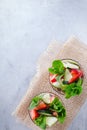 Cucumber strawberry mint fresh infused water detox drink cocktail lemonade Royalty Free Stock Photo