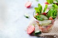 Cucumber strawberry mint fresh infused water detox drink cocktail lemonade Royalty Free Stock Photo