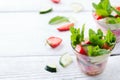 Cucumber strawberry mint fresh infused water detox drink cocktail lemonade Royalty Free Stock Photo