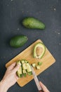 Cucumber tomato, corn, three bean salad, mango, pomegranate seeds, chickpea salad, chickpea salad, salmon salad Royalty Free Stock Photo