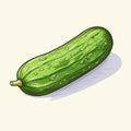 Realistic Cartoon Illustration Of A Hand Drawn Cucumber Royalty Free Stock Photo