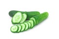 The cucumber on white background. Cucumber is a widely-cultivated creeping vine plant