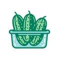 Cucumbers in Container - Vector Flat Minimalistic Icon