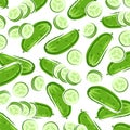 Cucumbers pattern background set. Collection icon cucumber. Vector