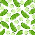 Cucumbers pattern background set. Collection icon cucumber. Vector